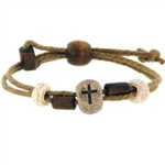 Wood & Jute Beaded Christian Bracelet