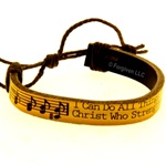 Musical Notes Leather Bracelet / Philippians 4:13 (I Can Do All Things)