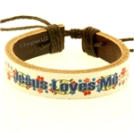 Jesus Loves Me Leather Bracelet
