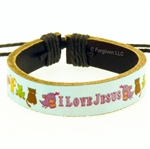 I Love Jesus Leather Bracelet