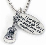 Guitar Necklace / Philippians 4:13 (I Can Do All Things)