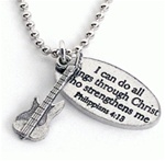 Electric Guitar Necklace / Philippians 4:13 (I Can Do All Things)