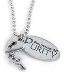 Purity Tag, Heart Lock & Key Necklace