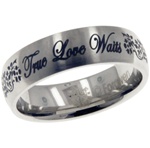 Floral Vine Cursive Text "True Love Waits" Purity Ring