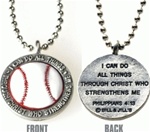 Baseball Necklace / Philippians 4:13 (I Can Do All Things)