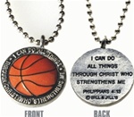 Basketball Necklace / Philippians 4:13 (I Can Do All Things)