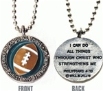Football Necklace / Philippians 4:13 (I Can Do All Things)