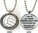 Volleyball Necklace / Philippians 4:13 (I Can Do All Things)