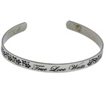 True Love Waits Cuff Bracelet (Cursive/Flowers)