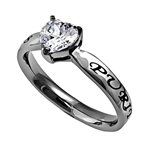 CZ Heart Ring "Purity" Matthew 5:8 Bible Verse