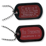 His Strength / Philippians 4:13 (Dog Tag/Red)