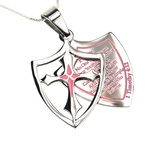 2-Piece Shield Cross "Purity" Christian Necklace For Women, 1 Timothy 4:12