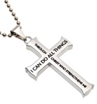 Through Christ / Philippians 4:13 (Iron Cross Necklace/Men)