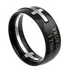 True Love Waits Ring Black Square Double Cross