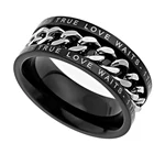 Scripture Purity Ring "True Love Waits" 1 Timothy 4:12 Black Chain