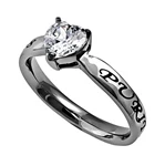CZ Heart Ring "Purity" Matthew 5:8 Bible Verse